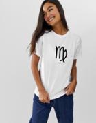 Asos Design T-shirt With Virgo Libra Scorpio Sagittarius Starsign Print-white