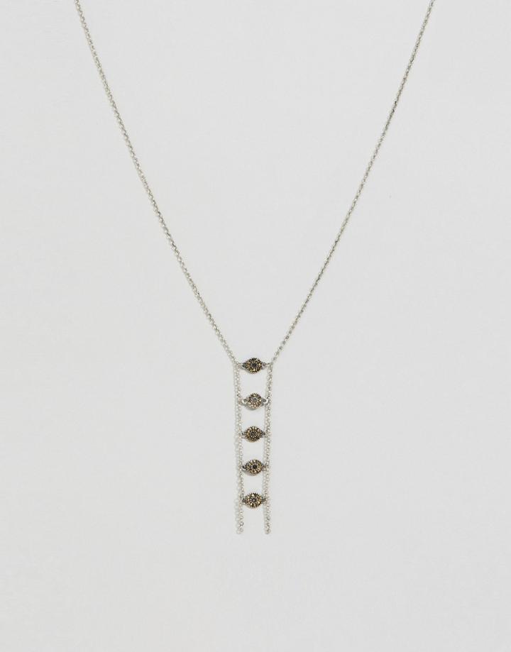 Asos Long Jewel Ladder Necklace - Silver