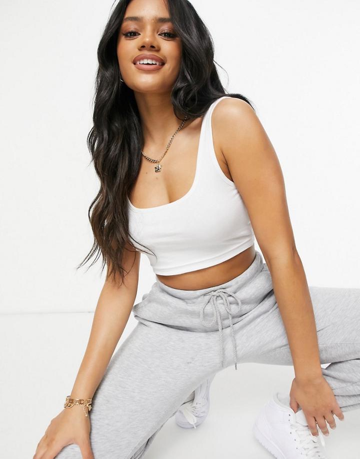 Missguided Basics Scoop Neck Crop Top In White