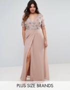 Lovedrobe Luxe Embellished Bodice Wrap Maxi Dress - Pink