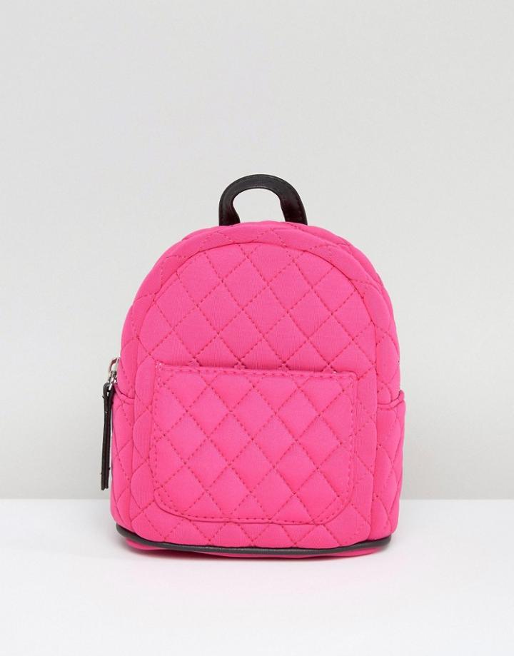 New Look Mini Neon Quilted Backpack - Pink
