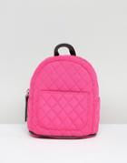 New Look Mini Neon Quilted Backpack - Pink