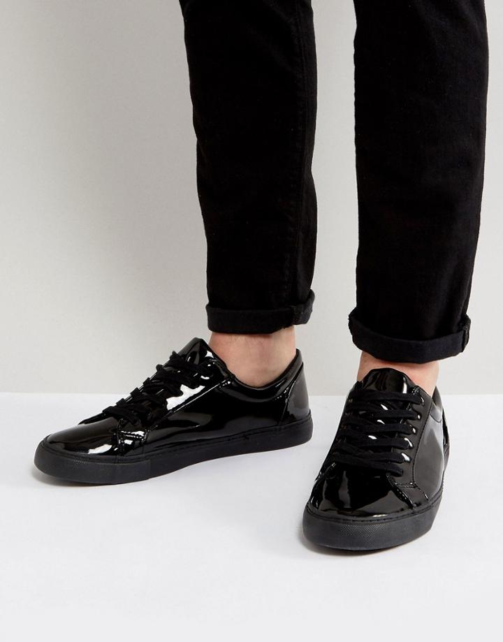 Asos Sneakers In Black Patent - Black