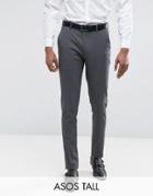 Asos Tall Skinny Suit Pants In Charcoal - Gray