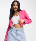 Missguided Tailored Cropped Blazer In Bright Pink - Part Of A Set