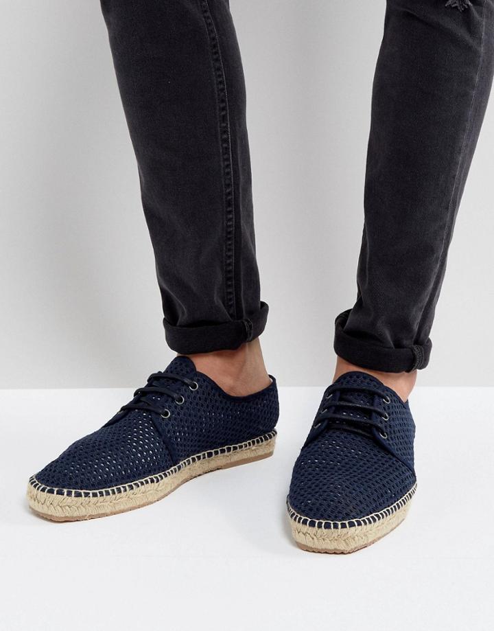 Hudson London Exclusive For Asos Lace Up Mesh Espadrilles - Navy
