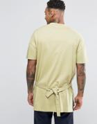 Asos Oversized T-shirt With Step Hem And Tie Sides In Gray - Olive Gray