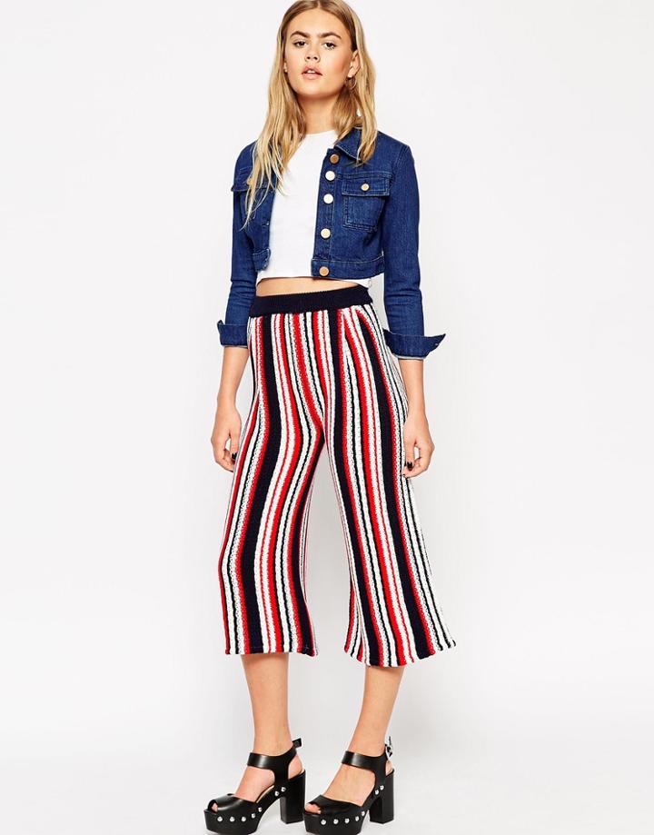 Asos Knitted Culottes In Stripe