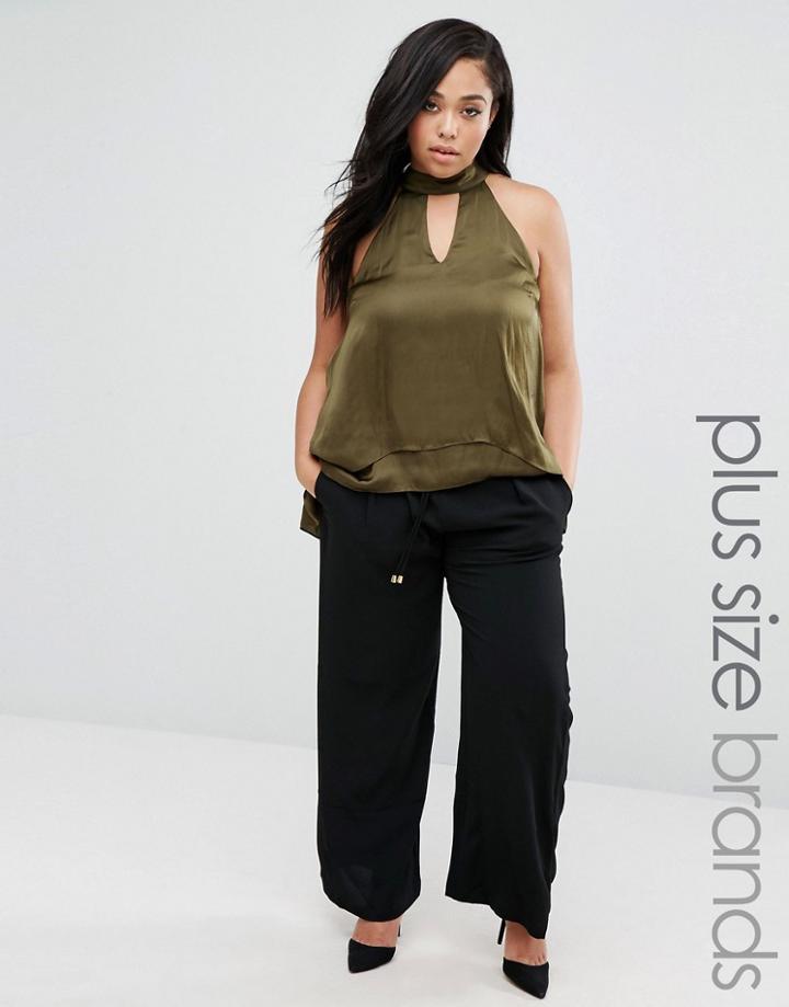 Elvi Plus Wide Leg Pants - Black