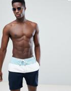 Abercrombie & Fitch Color Block Board Shorts In Mint/white/navy - Multi