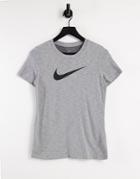 Nike Training Swoosh Crew Neck T-shirt In Gray-grey