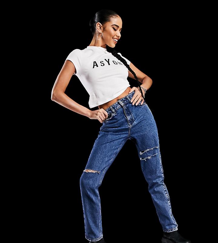 Asyou Ripped 90's Straight Jean In Blue-blues
