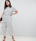 Asos Design Curve Polka Dot Jumpsuit With Short Sleeve - Multi