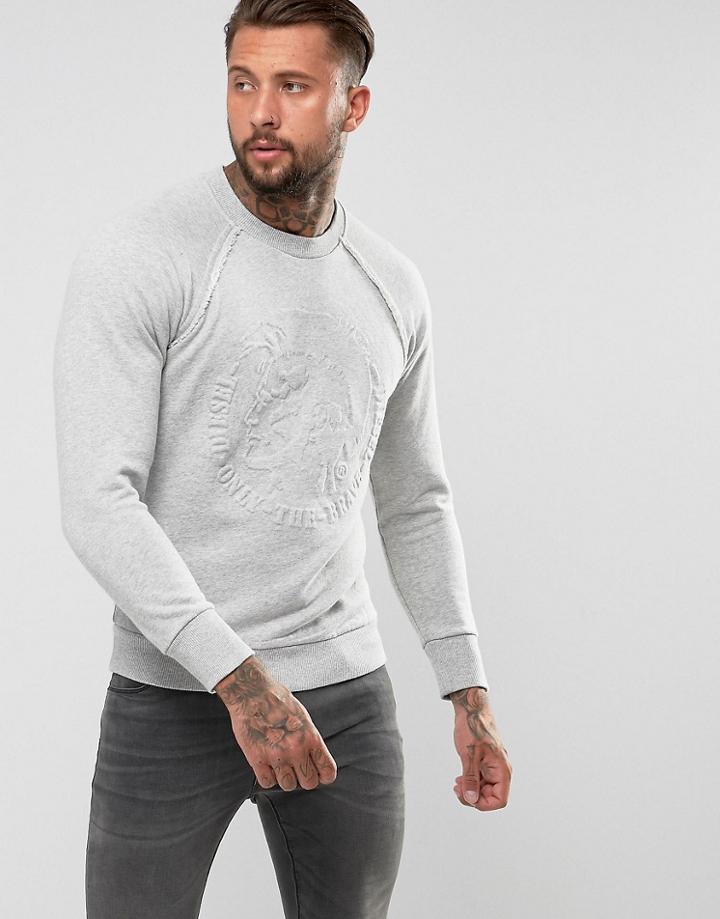Diesel S-paul Sweatshirt Embossed Logo - Gray