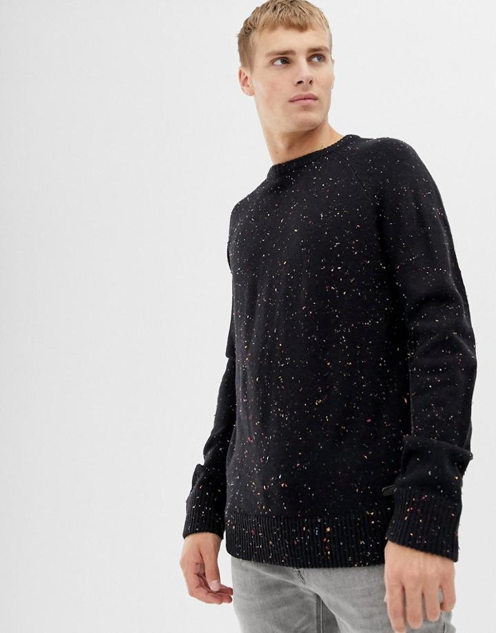 Brave Soul Multi Fleck Knit Sweater - Navy