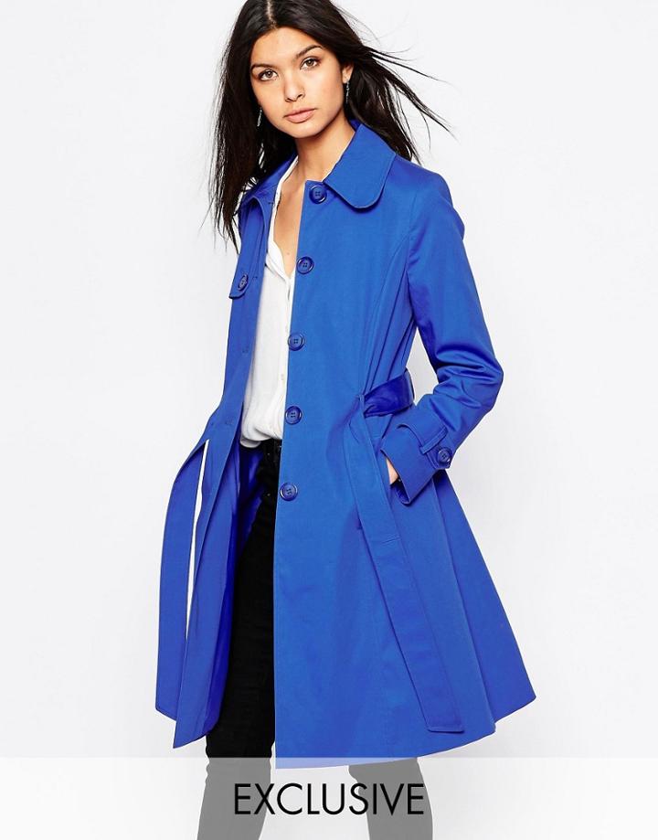 Helene Berman Single Breasted Classic Trench In Royal Blue - Royal Blue
