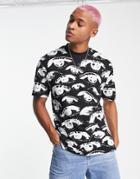 Topman Oversized T-shirt With Eyes Print In Black