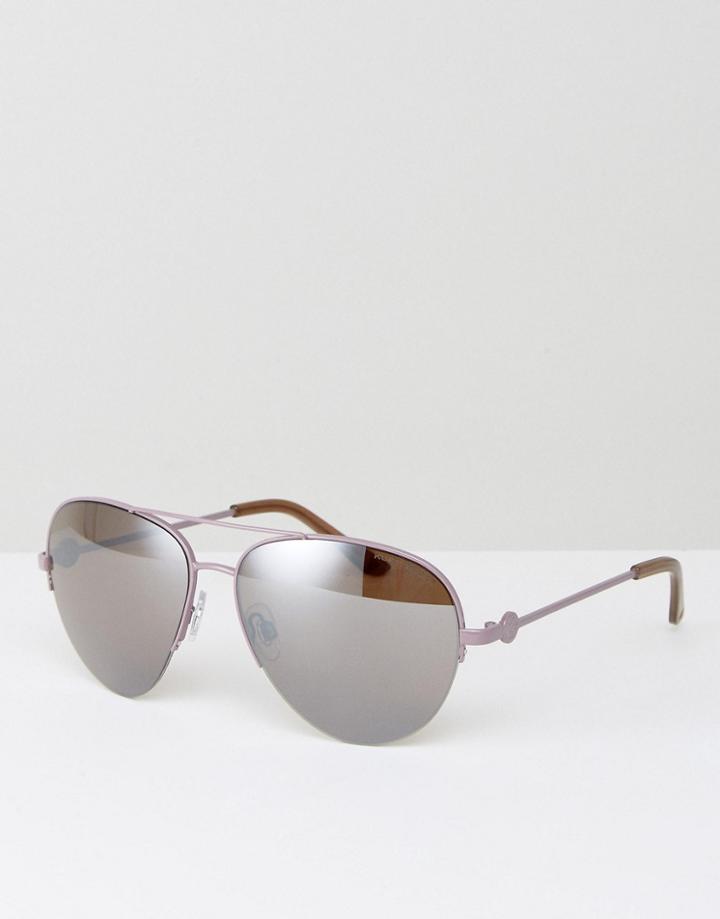 Kurt Geiger Metal Aviator Sunglasses With Mirrored Lense - Silver