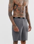 Asos Design Lounge Shorts In Charcoal Marl With Branded Waistband - Gray