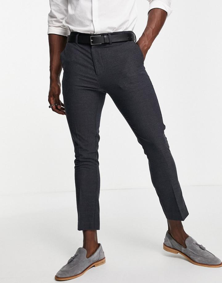 New Look Slim Cropped Suit Pants In Navy