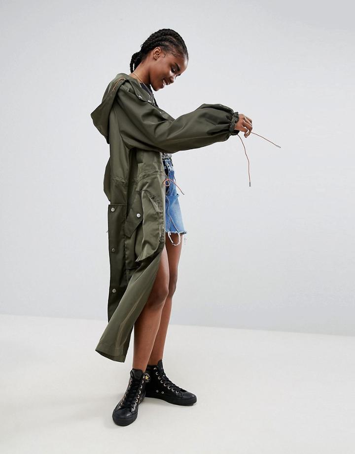 Asos Maxi Rainwear Parka - Green