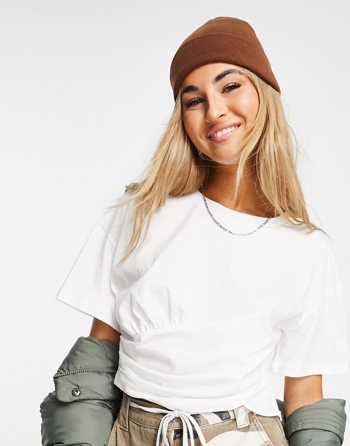 Urban Revivo Ruched Front T-shirt In White