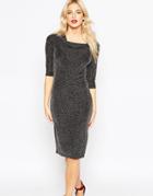 Oasis Lurex Bardot Dress - Silver And Black