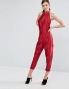 Daisy Street Jumpsuit With Halterneck - Red