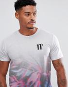 11 Degrees Muscle T-shirt In White With Floral Fade - White