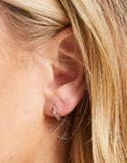 Topshop Set Stone Twisted Hoop Earrings In Gold