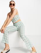 Fashion Union Beach Pants In Mint Plaid - Part Of A Set-multi