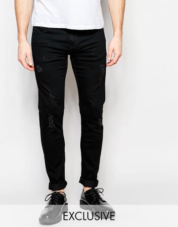 D.i.e. Smoke Super Skinny Distressed Jeans In Black Rinsewash - Black Rinse