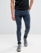 New Look Super Skinny Jeans In Acid Wash - Navy