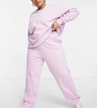 Reclaimed Vintage Inspired Plus Wide Leg Sweatpants With Heart Logo In Pink