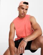 Asos Design Organic Relaxed Fit Tank In Coral-orange