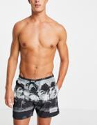 Calvin Klein Medium Drawstring Swim Shorts In Hurricane Black