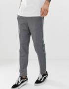 Burton Menswear Tapered Fit Pants With Side Stripe In Gray