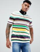 Asos Design Knitted Co-ord Half Zip T-shirt With Vertical Stripes - Multi