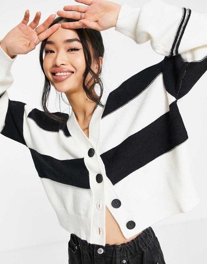 Urban Revivo Striped Cardigan In White