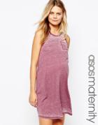 Asos Maternity Trapeze Dress In Burnout - Red
