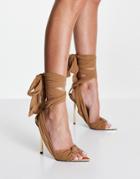 Public Desire Huni Wrap Around Heel Sandals In Chocolate-brown