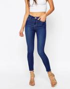 Asos Ridley High Waist Skinny Jeans In Astral Deep Blue - Astral Blue
