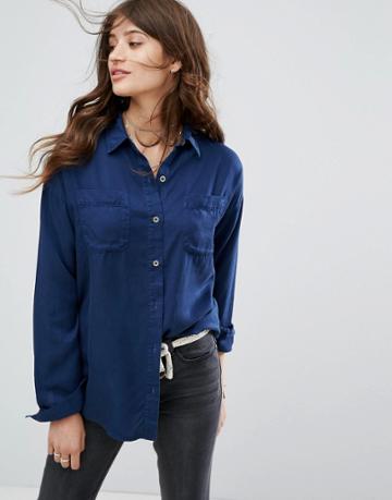Gandys Navy Relaxed Boyfriend Shirt - Navy