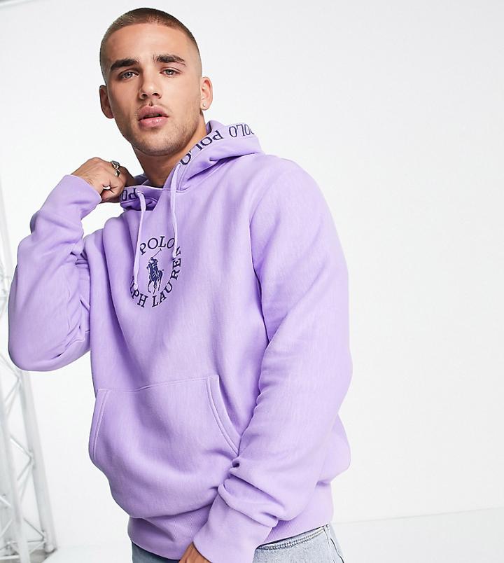 Polo Ralph Lauren X Asos Exclusive Collab Hoodie With Chest Circle Logo And Hood Logo Taping In Purple