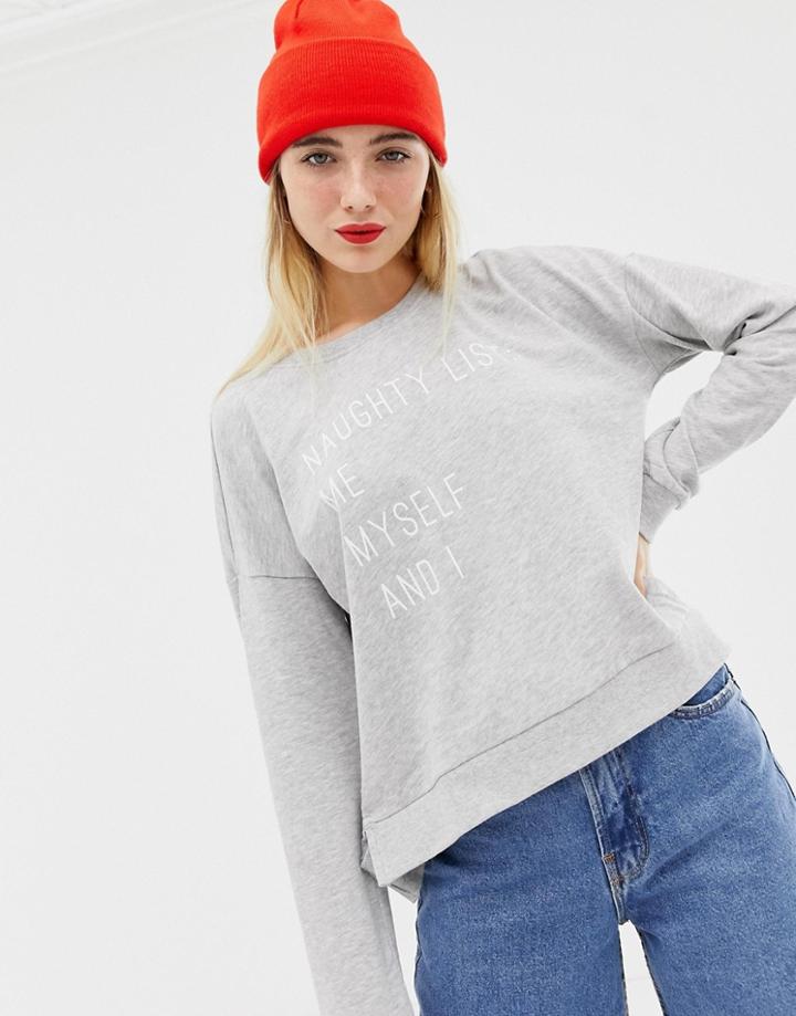 Only Naughty List Christmas Sweatshirt - Gray