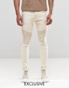 Liquor & Poker Super Skinny Jeans Biker Ecru - Stone