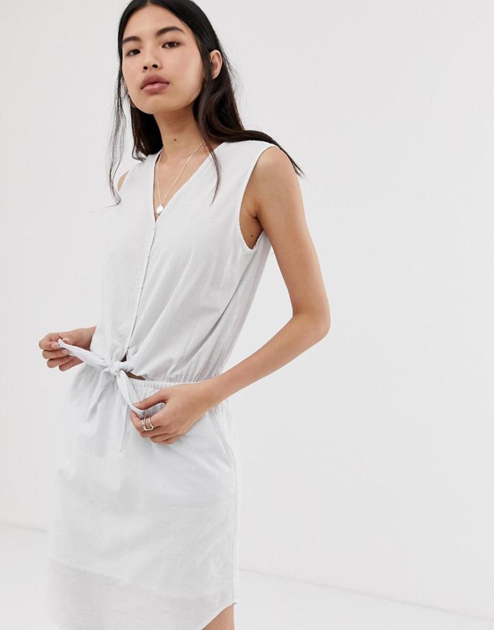 Selected Femme Chambray Stripe Knit Front Dress - Multi