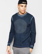 Asos Sweatshirt With Print In Oil Wash - Blue