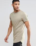 Asos Super Longline Muscle T-shirt With Curved Hem In Brown - Chinchilla