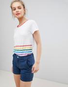 Nocozo T Shirt With Rainbow Foil Stripe Mix - White